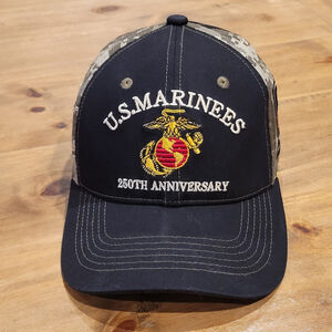 US Marines 250th Anniversary Hat Strap Back Black Camo Camouflage USA Military